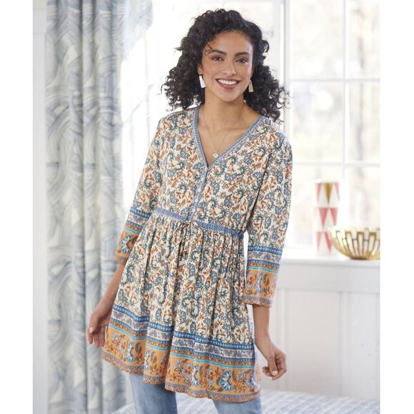 NorthStyle V-neck Drawstring Waisted Peasant Tunic Top/Dress Size Medium - Picture 2 of 13